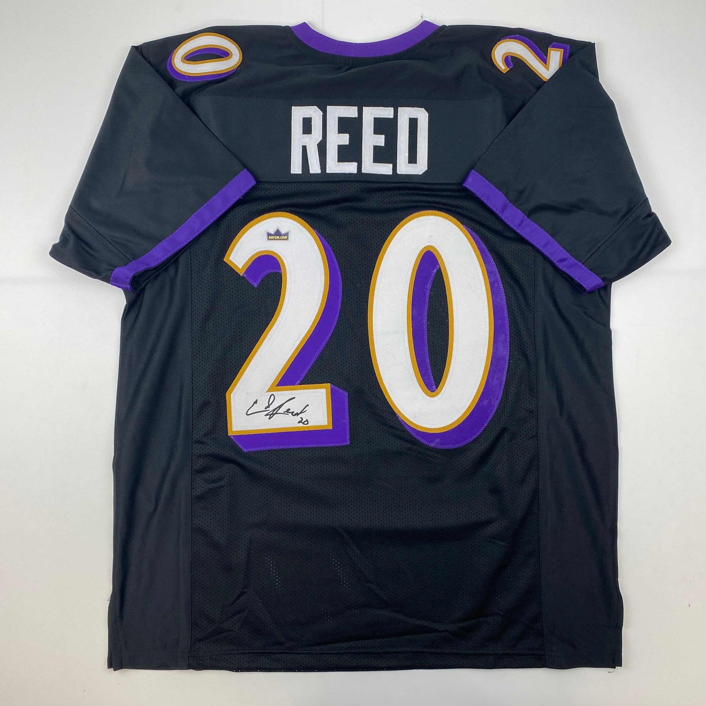 Facsimile Autographed Ed Reed Baltimore Black Reprint Laser Auto Football Jersey Size Men's XL
