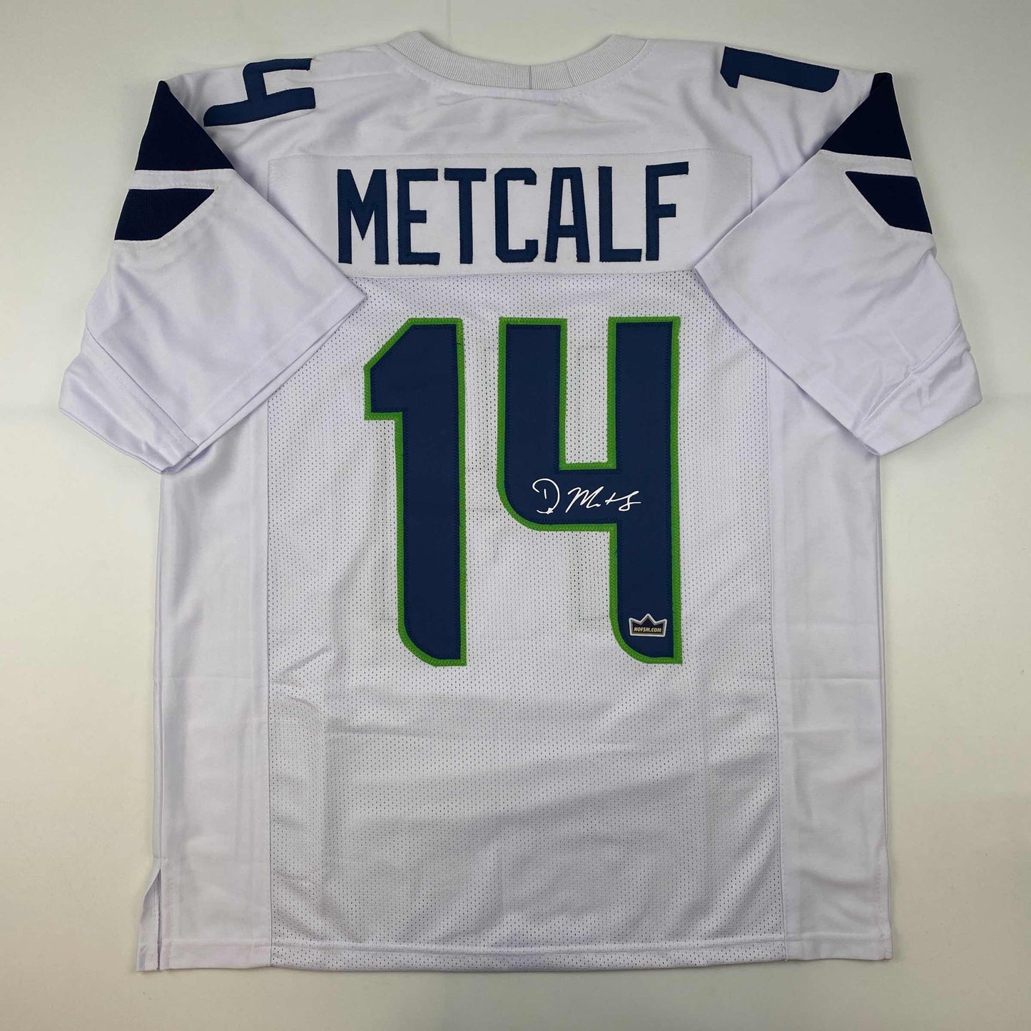 Facsimile Autographed D.K. DK Metcalf Seattle White Reprint Laser Auto Football Jersey Size Men's XL