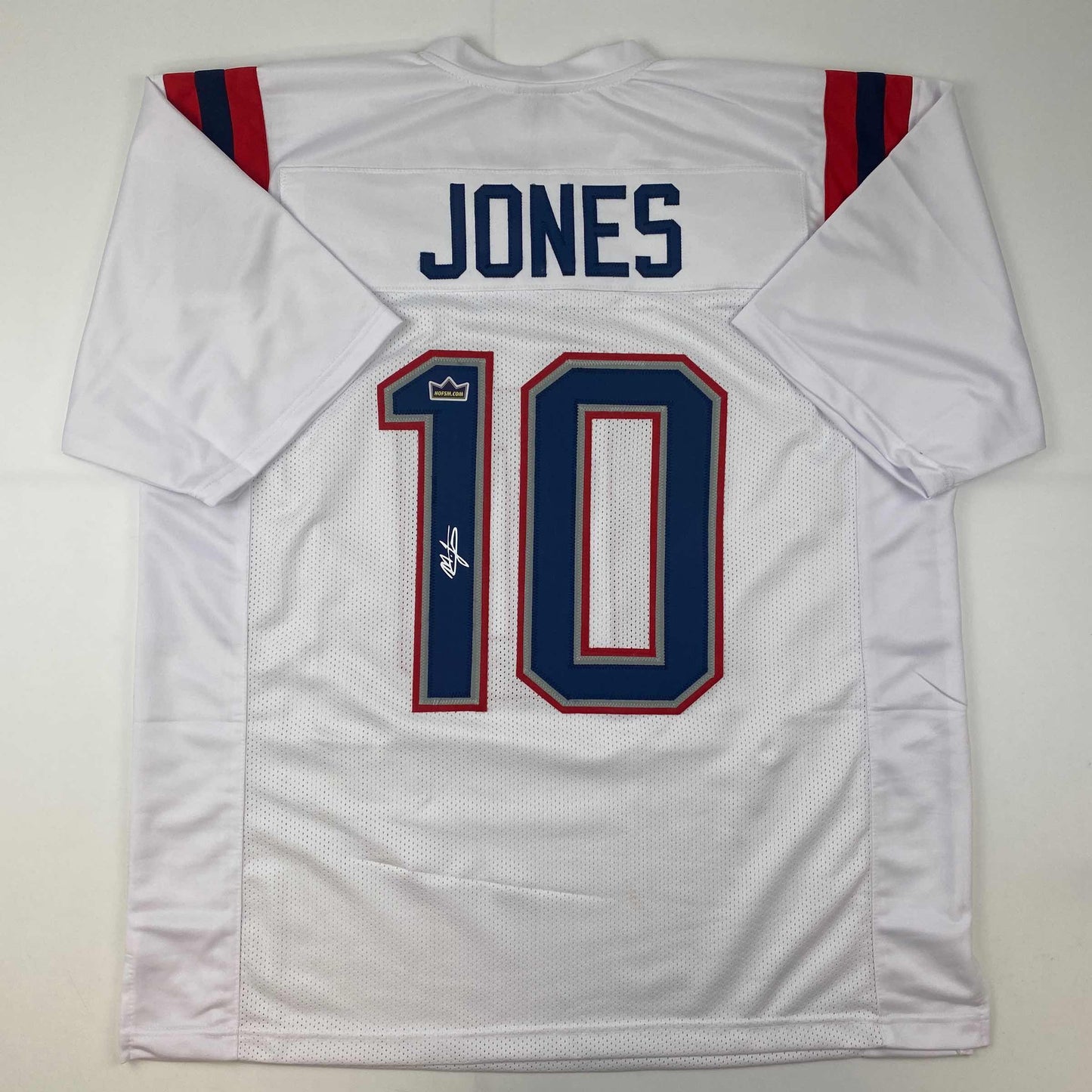 Facsimile Autographed Mac Jones New England White Reprint Laser Auto Football Jersey Size Men's XL