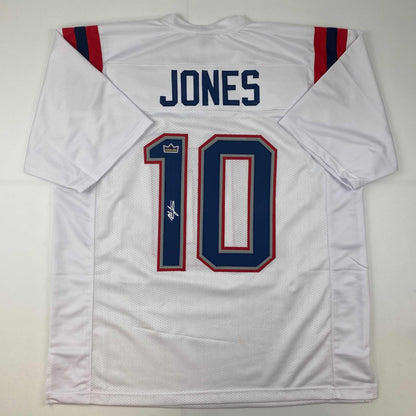 Facsimile Autographed Mac Jones New England White Reprint Laser Auto Football Jersey Size Men's XL