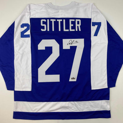 Facsimile Autographed Darryl Sittler Toronto Blue Reprint Laser Auto Hockey Jersey Size Men's XL