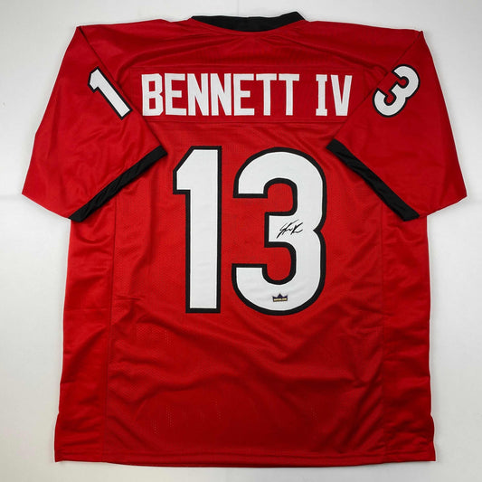 Facsimile Autographed Stetson Bennett IV Georgia Red Reprint Laser Auto College Football Jersey Size Men's XL