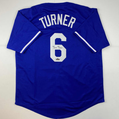 Facsimile Autographed Trea Turner Los Angeles LA Blue Reprint Laser Auto Baseball Jersey Size Men's XL