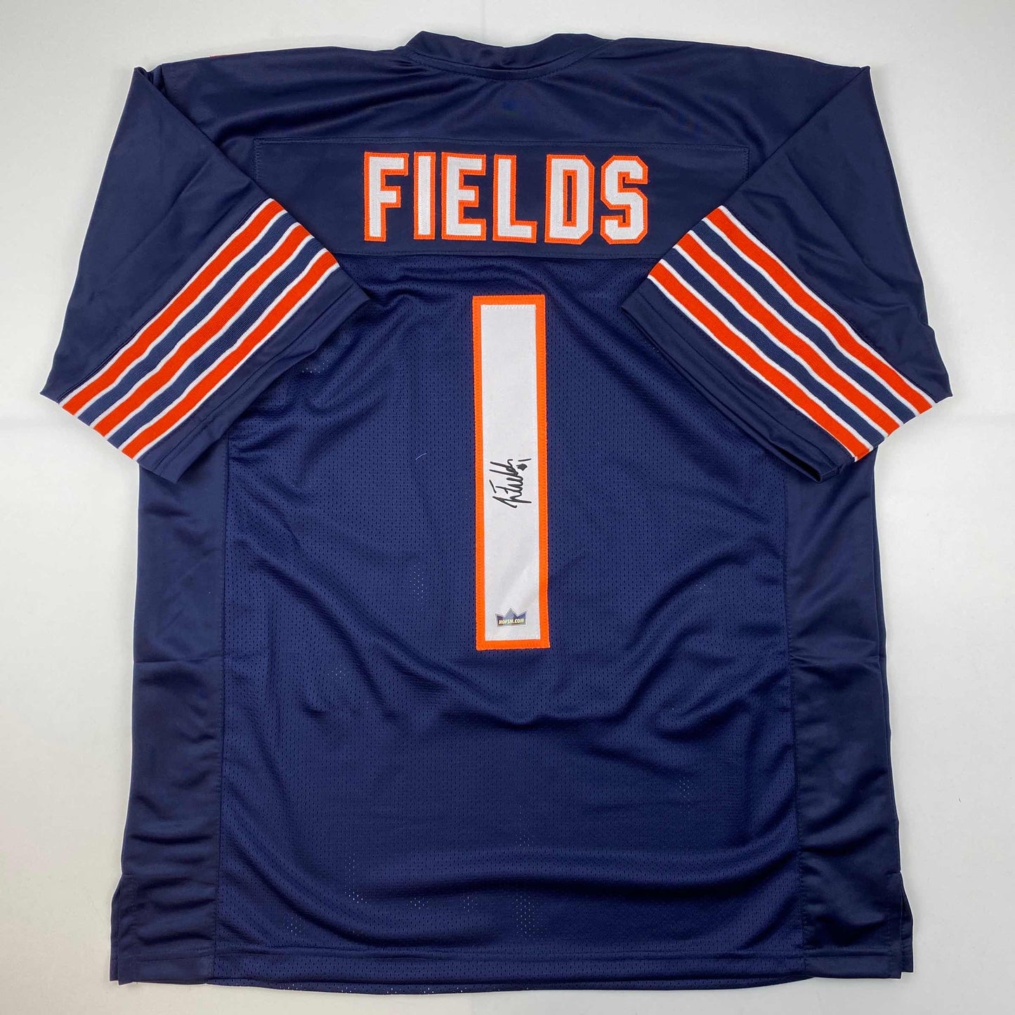 Facsimile Autographed Justin Fields Chicago Blue Reprint Laser Auto Football Jersey Size Men's XL