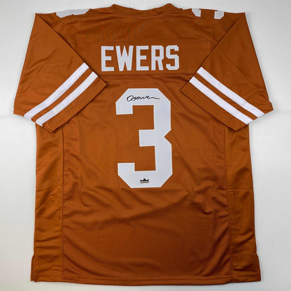 Facsimile Autographed Quinn Ewers Texas Orange Reprint Laser Auto College Football Jersey Size Men's XL