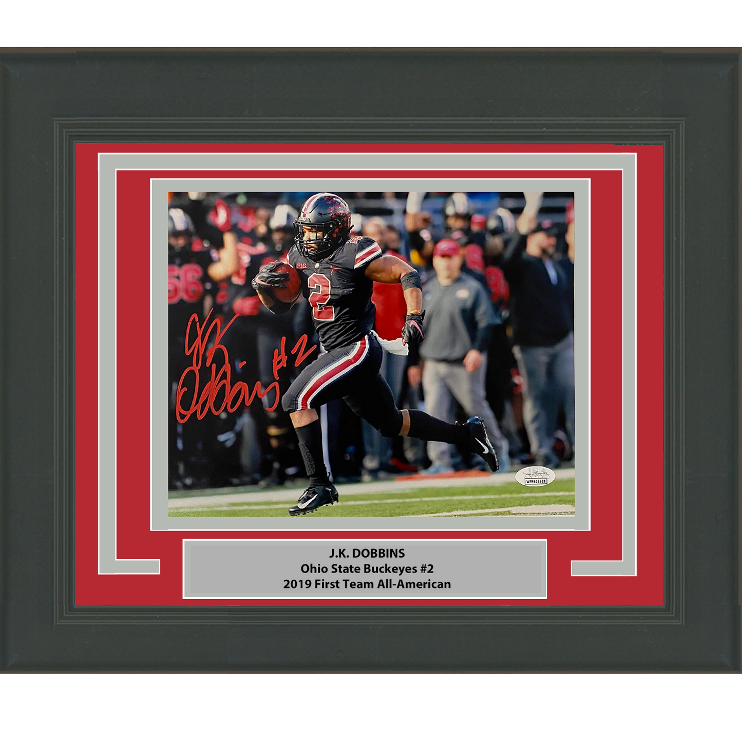 Framed Autographed/Signed JK J.K. Dobbins Ohio State Buckeyes 8x10 College Football Photo JSA COA #7