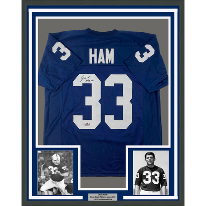 Framed Facsimile Autographed Jack Ham 35x39 Penn State Blue Reprint Laser Auto College Football Jersey