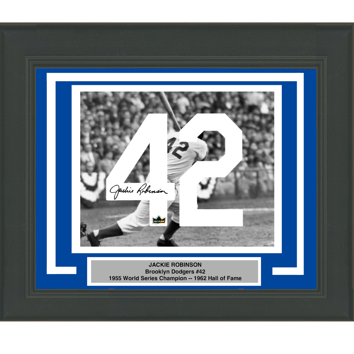 Framed Jackie Robinson Facsimile Autographed Jersey Number 20x24 Brooklyn Dodgers Reprint Laser Auto Baseball Photo