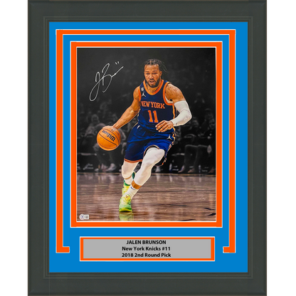 Framed Autographed/Signed Jalen Brunson New York Knicks 16x20 Basketball Photo Beckett BAS COA