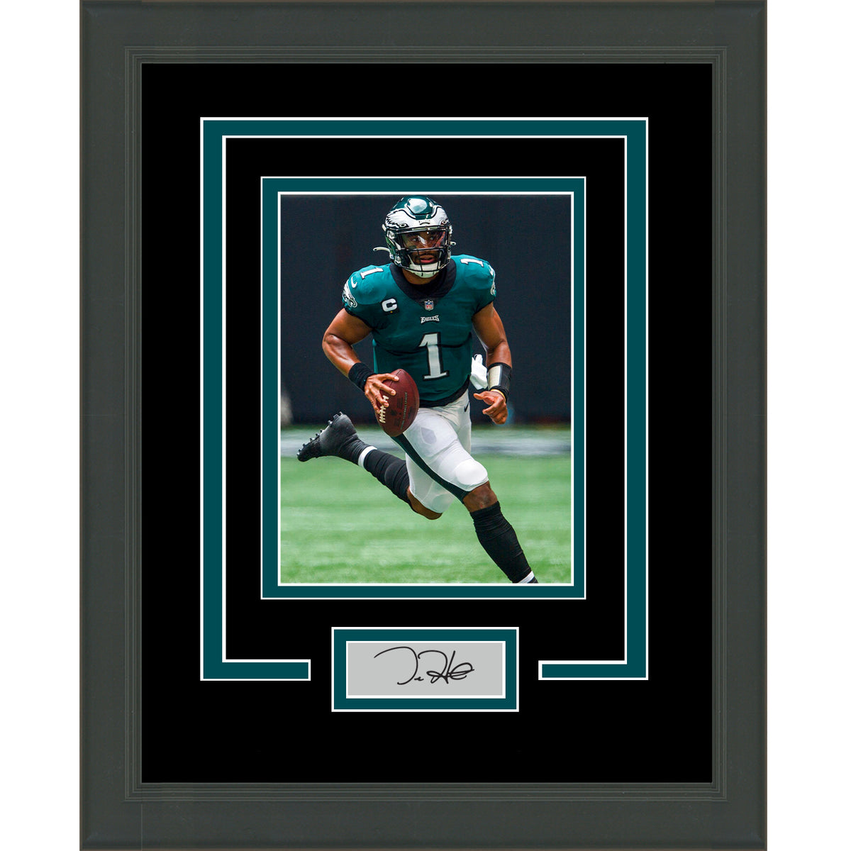 Framed Jalen Hurts Facsimile Laser Engraved Signature Auto Philadelphia Eagles 11x14 Football Photo