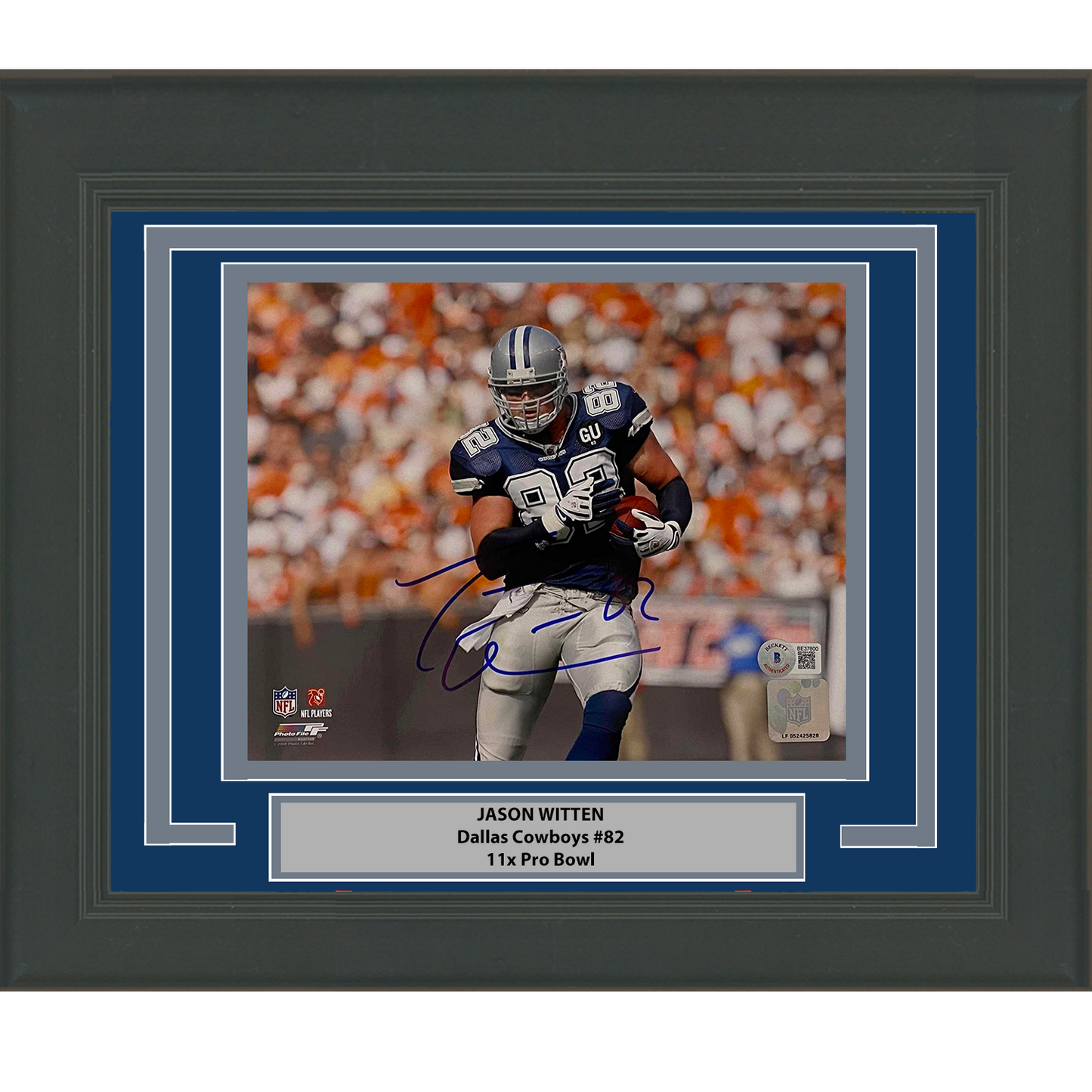 Framed Autographed/Signed Jason Witten Dallas Cowboys 8x10 Football Photo Beckett BAS COA