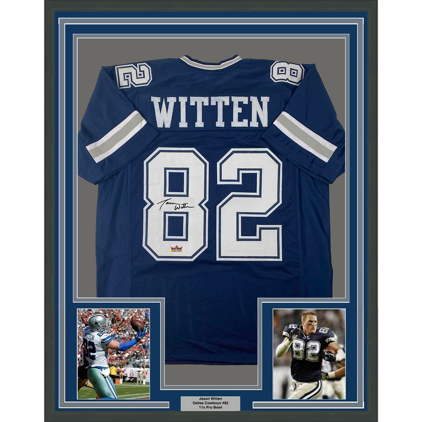 Framed Facsimile Autographed Jason Witten 35x39 Dallas Blue Reprint Laser Auto Football Jersey