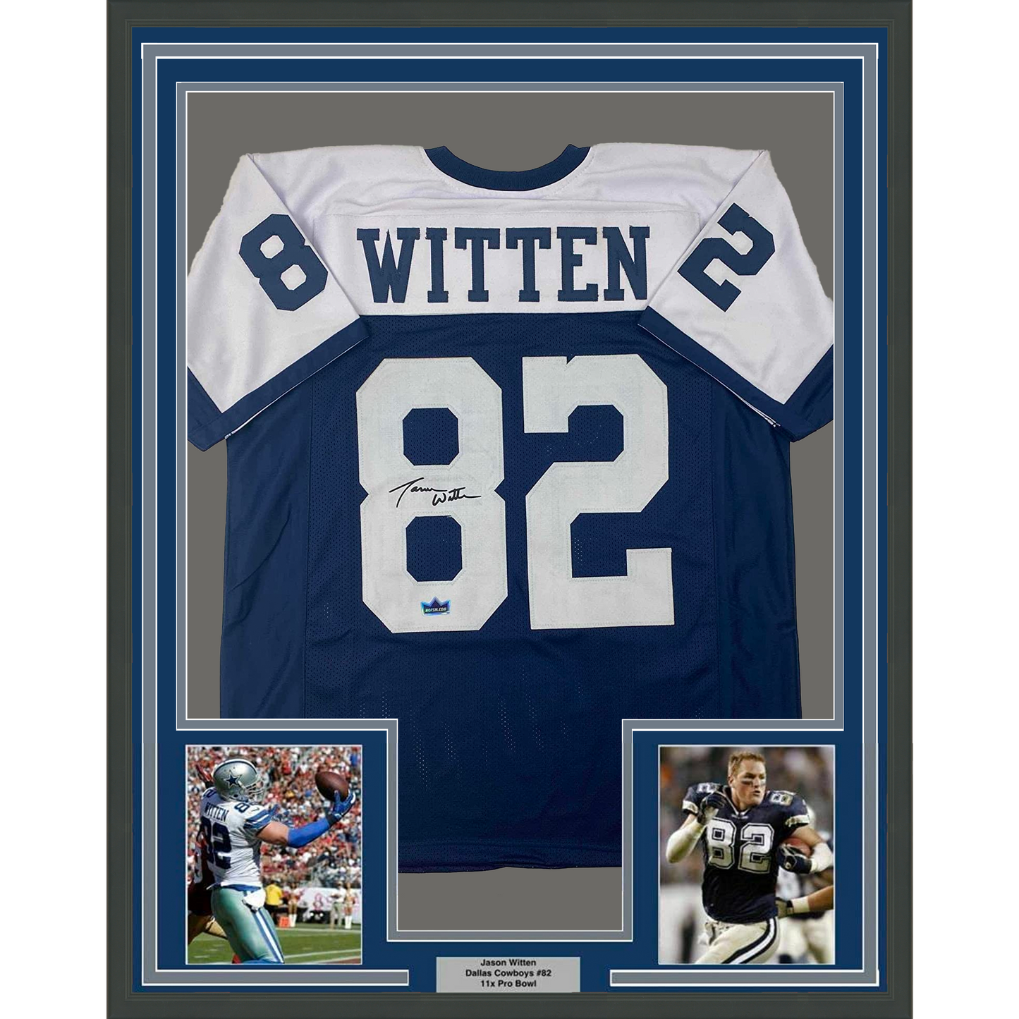 Framed Facsimile Autographed Jason Witten 35x39 Dallas Thanksgiving Day Reprint Laser Auto Football Jersey
