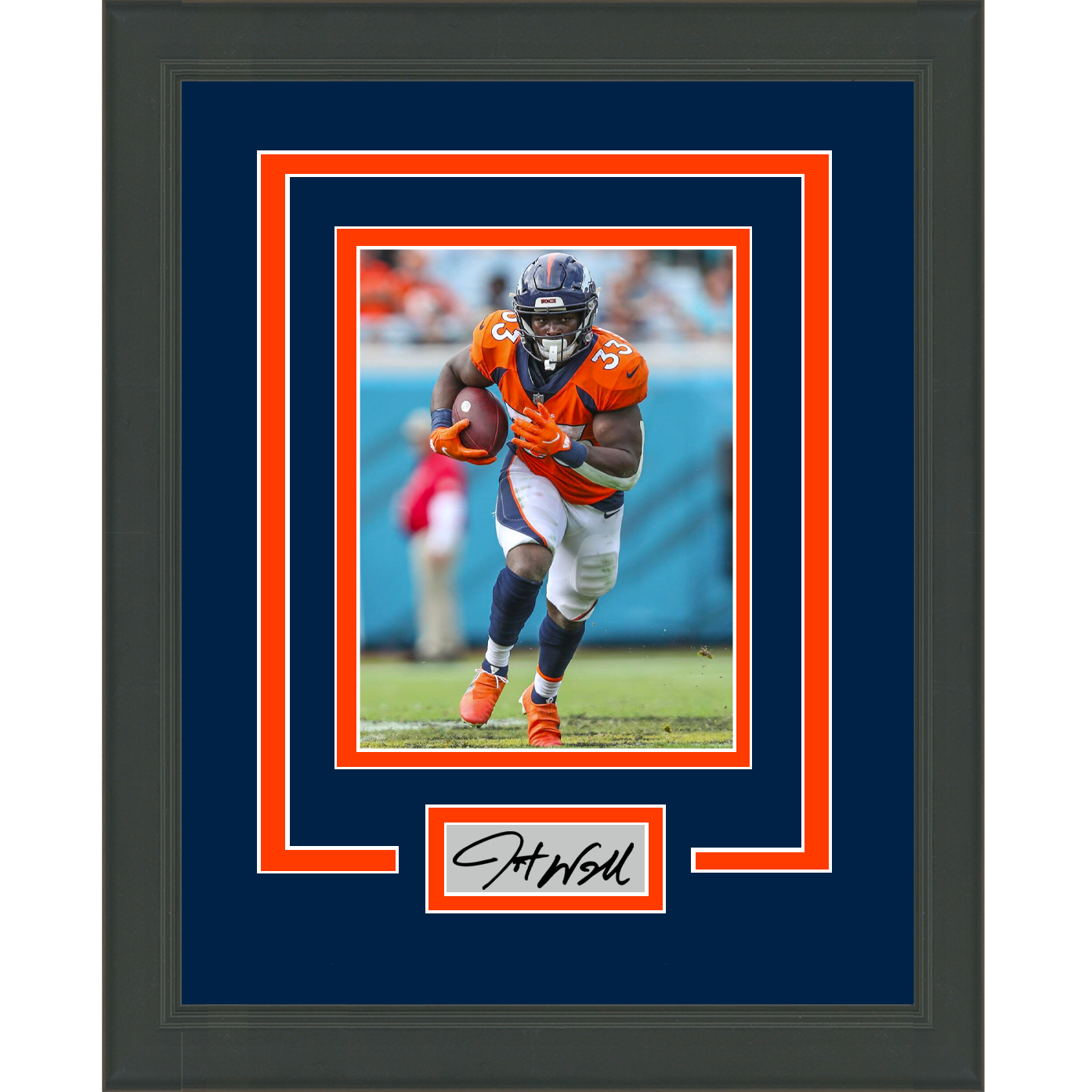Framed Javonte Williams Facsimile Laser Engraved Signature Auto Denver Broncos 11x14 Football Photo