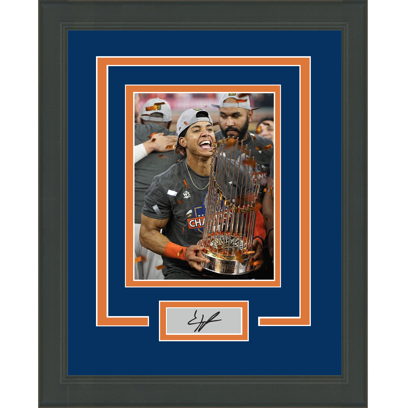 Framed Jeremy Pena World Series Trophy Facsimile Laser Engraved Signature Auto Houston Astros 11x14 Baseball Photo
