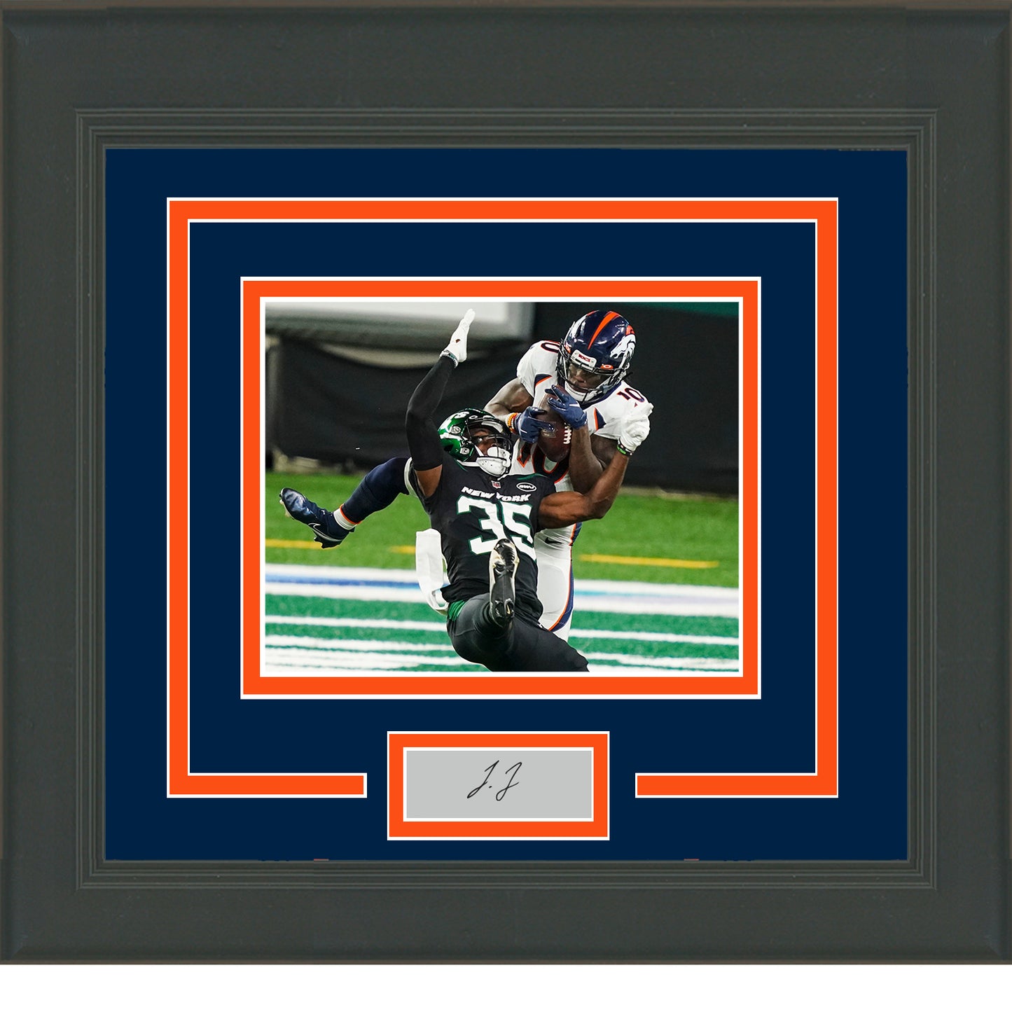 Framed Jerry Jeudy Facsimile Laser Engraved Signature Auto Denver Broncos 11x14 Football Photo