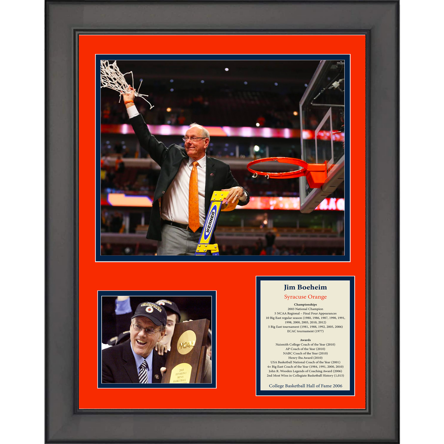 Framed Jim Boeheim Hall of Fame Syracuse Orange NCAA Basketball 11"x14" Three Photo Collage