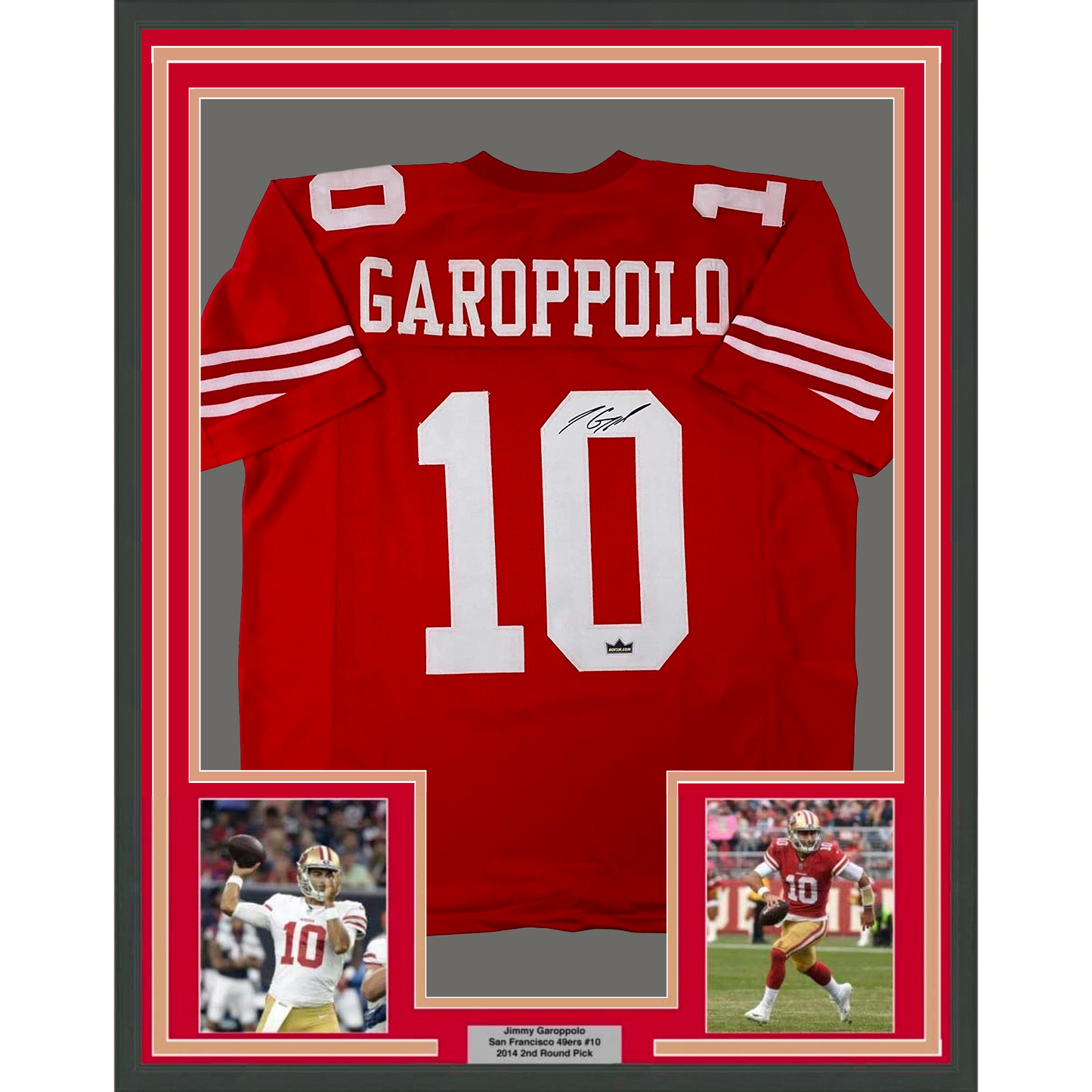Framed Facsimile Autographed Jimmy Garoppolo 35x39 San Francisco Red Reprint Laser Auto Football Jersey