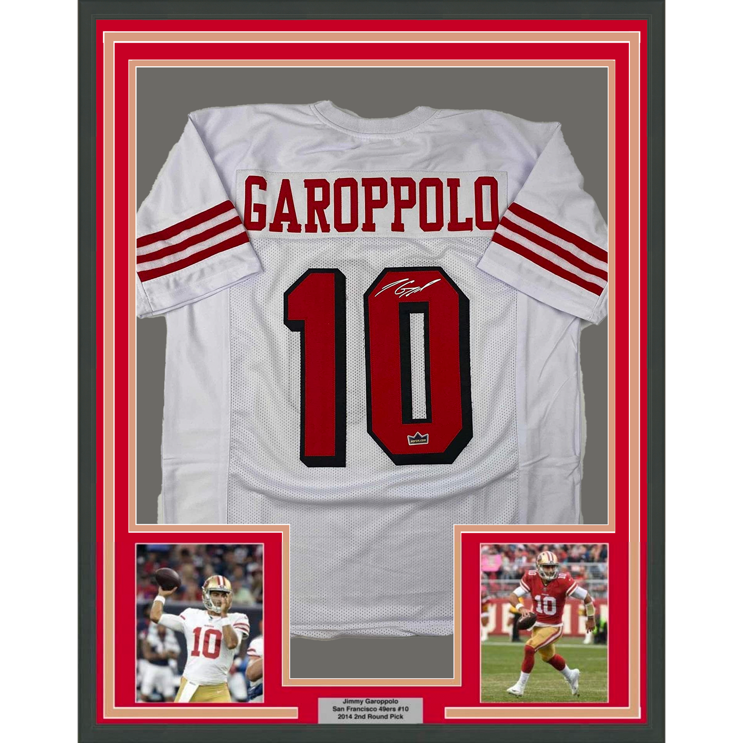 Framed Facsimile Autographed Jimmy Garoppolo 35x39 San Francisco White Alternate Reprint Laser Auto Football Jersey