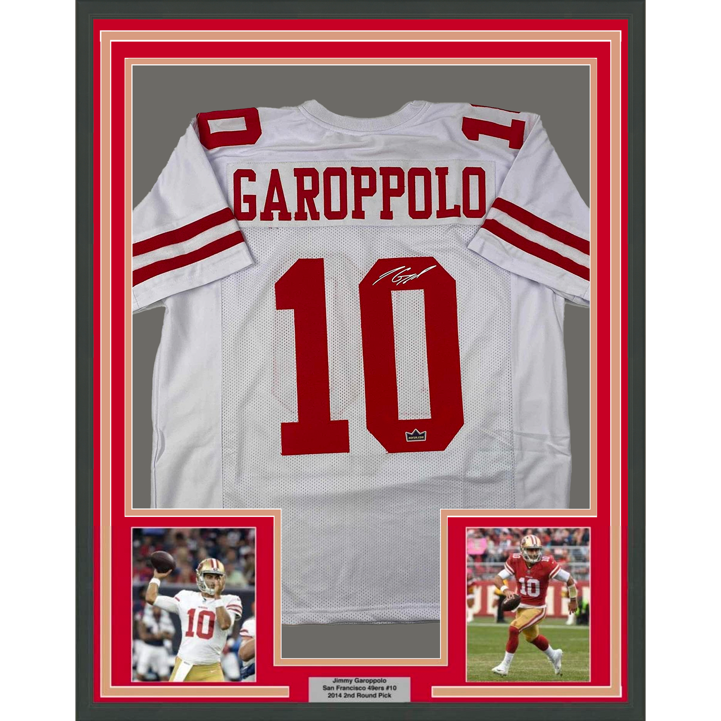 Framed Facsimile Autographed Jimmy Garoppolo 35x39 San Francisco White Reprint Laser Auto Football Jersey