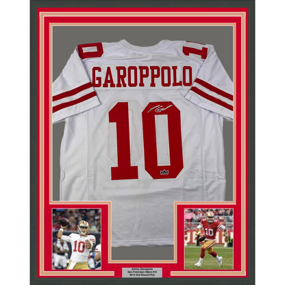 Framed Facsimile Autographed Jimmy Garoppolo 35x39 San Francisco White Reprint Laser Auto Football Jersey