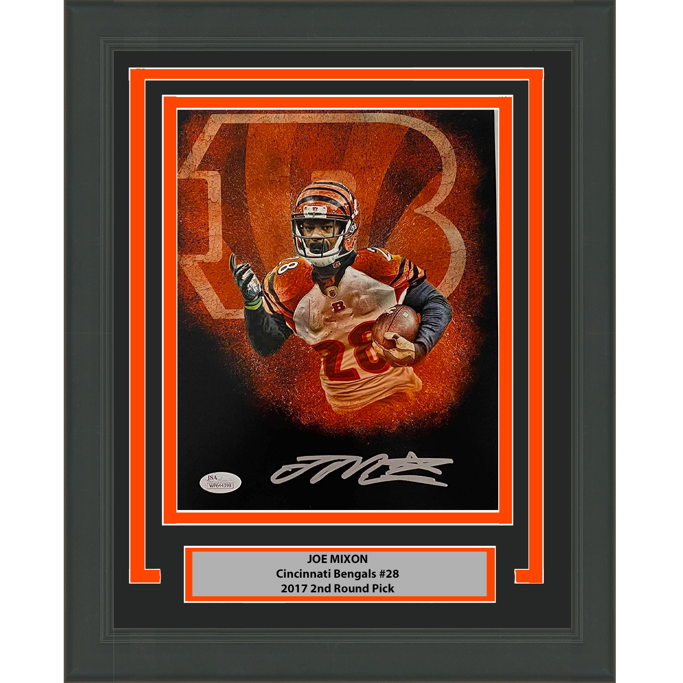 Framed Autographed/Signed Joe Mixon Cincinnati Bengals 8x10 Football Photo JSA COA
