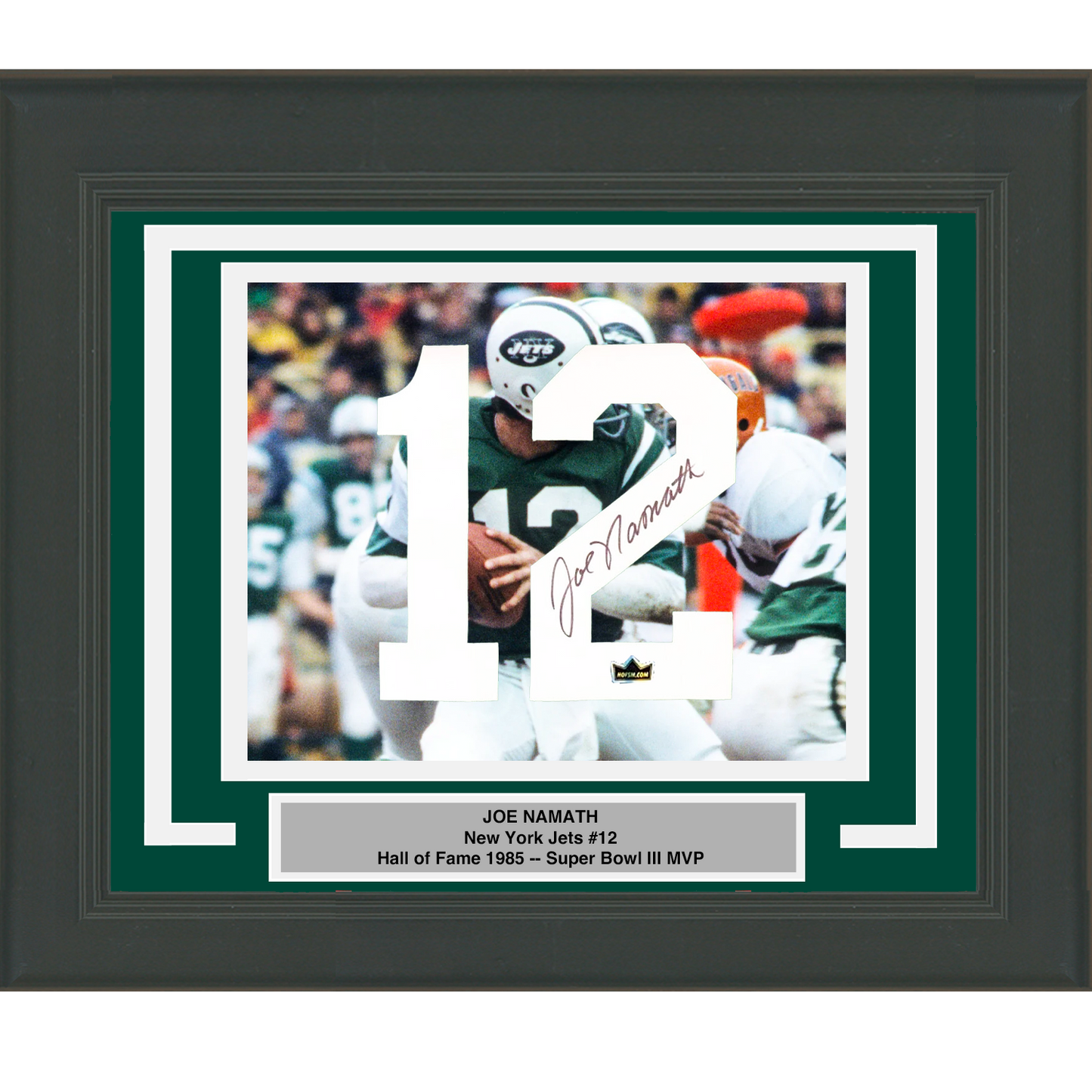 Framed Joe Namath Facsimile Autographed Jersey Number 23x21 New York Jets Reprint Laser Auto Football Photo