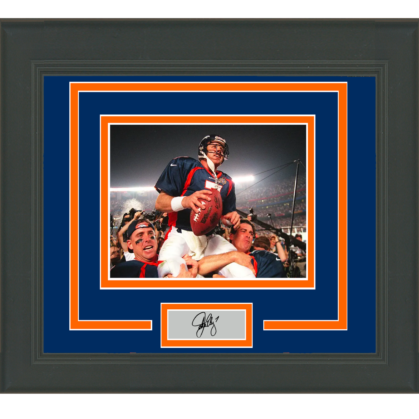 Framed John Elway Facsimile Laser Engraved Signature Auto Denver Broncos 11x14 Football Photo