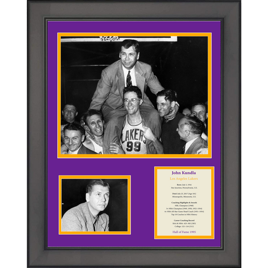 Framed John Kundla Hall of Fame Los Angeles Lakers Basketball 11"x14" Three Photo Collage