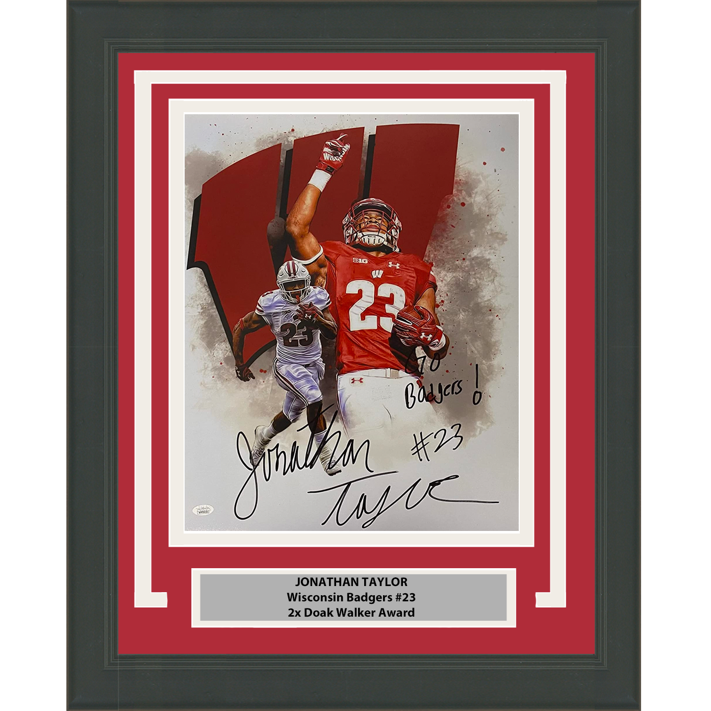 Framed Autographed/Signed Jonathan Taylor Wisconsin Badgers 16x20 College Football Photo JSA COA