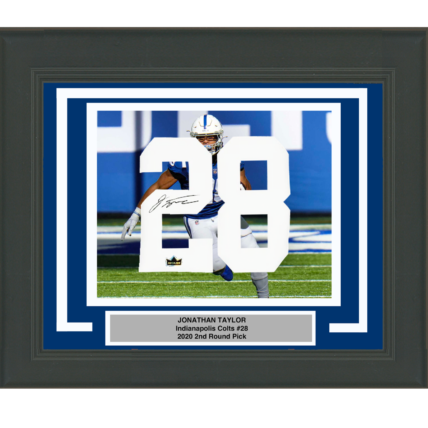 Framed Jonathan Taylor Facsimile Autographed Jersey Number 23x21 Indianapolis Colts Reprint Laser Auto Football Photo