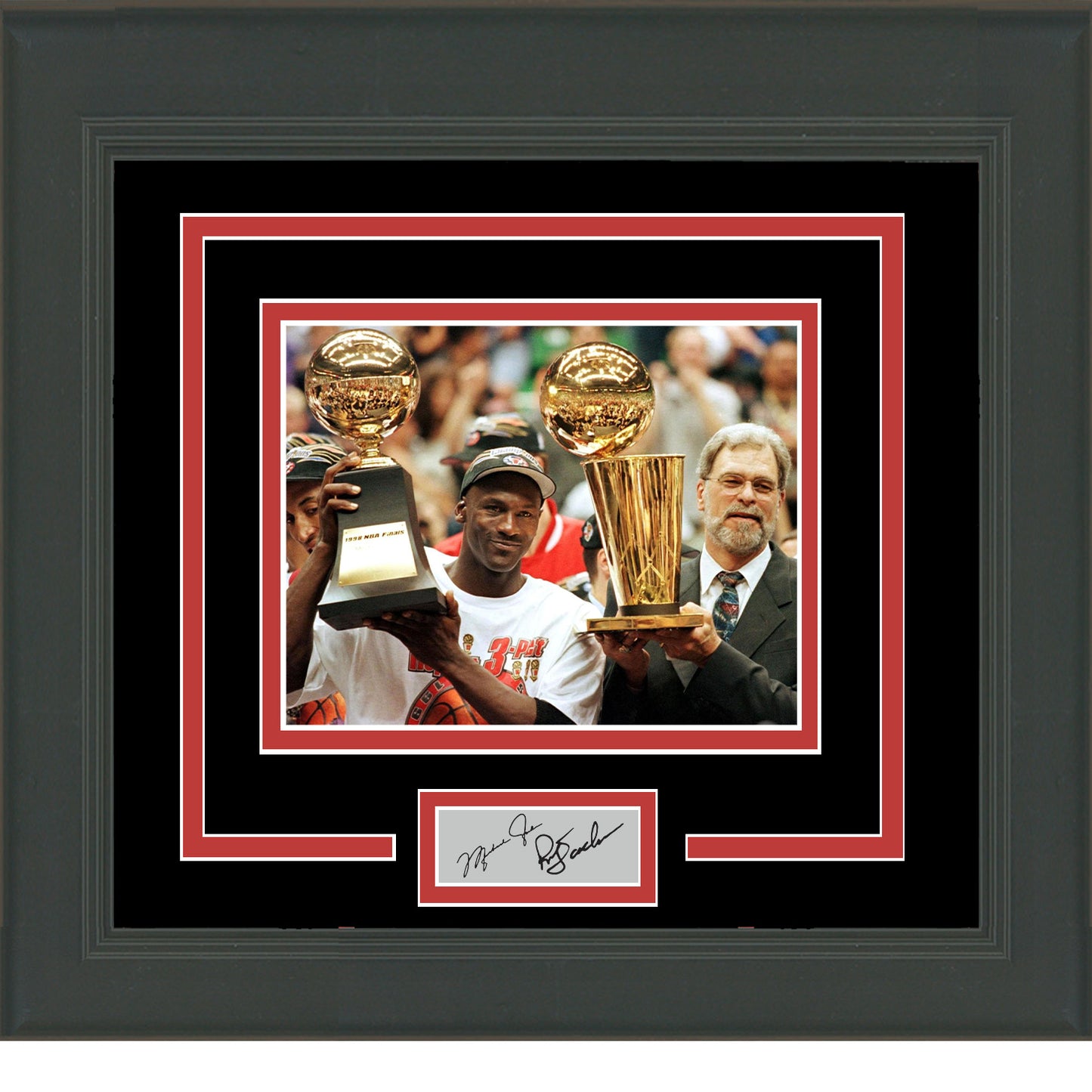 Framed Michael Jordan and Phil Jackson Facsimile Laser Engraved Signature Auto Chicago Bulls 11x14 Basketball Photo