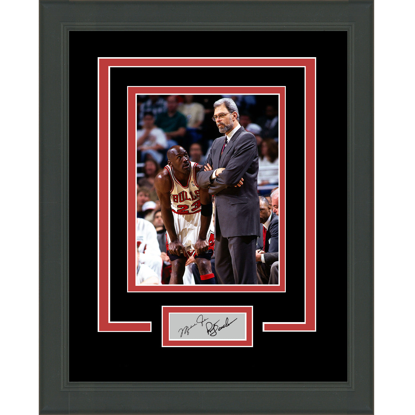 Framed Michael Jordan and Phil Jackson Facsimile Laser Engraved Signature Auto Chicago Bulls 11x14 Basketball Photo