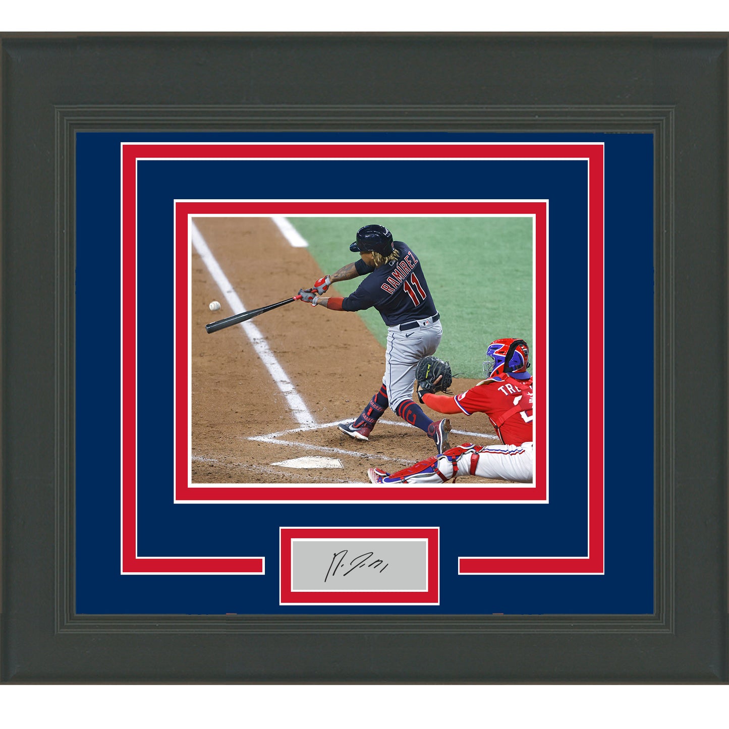 Framed Jose Ramirez Facsimile Laser Engraved Signature Auto Cleveland Guardians 11x14 Baseball Photo