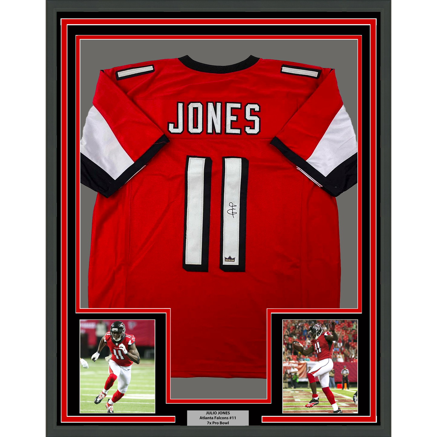 Framed Facsimile Autographed Julio Jones 35x39 Atlanta Red Reprint Laser Auto Football Jersey