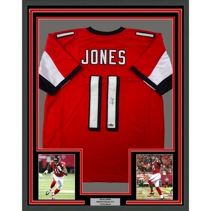 Framed Facsimile Autographed Julio Jones 35x39 Atlanta Red Reprint Laser Auto Football Jersey