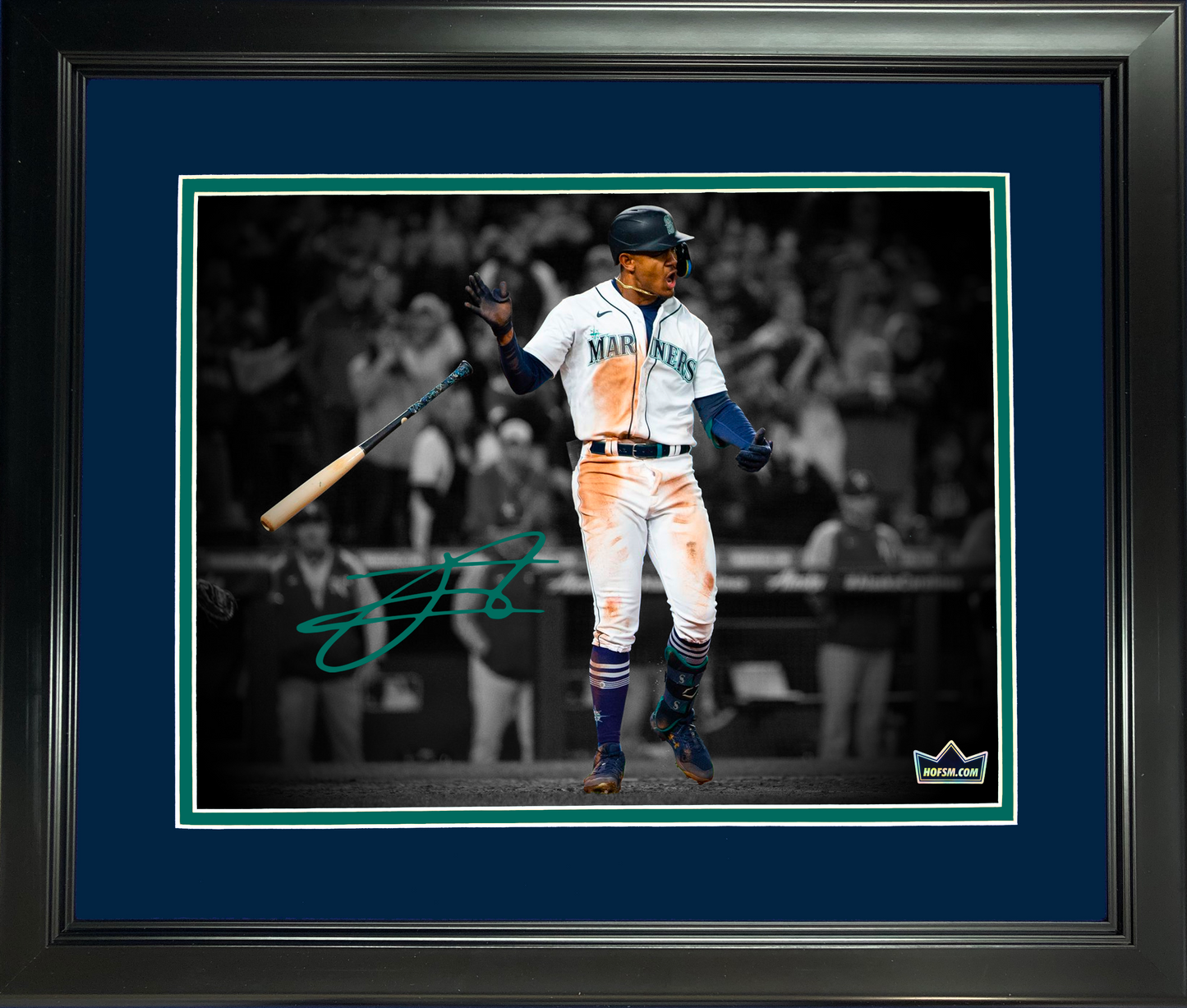 Framed Julio Rodriguez Seattle Mariners Facsimile Laser Engraved Signature Auto 11"x14" Baseball Photo HOFSM Holo