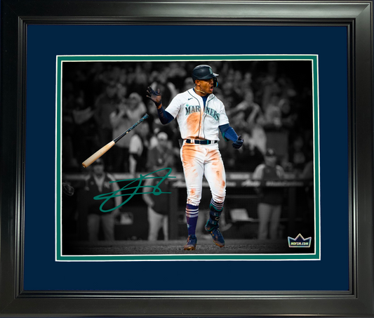 Framed Julio Rodriguez Seattle Mariners Facsimile Laser Engraved Signature Auto 11"x14" Baseball Photo HOFSM Holo