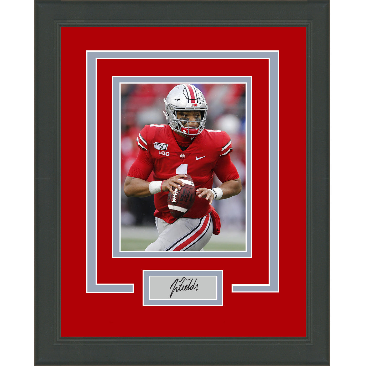 Framed Justin Fields Facsimile Laser Engraved Signature Auto Ohio State Buckeyes 11x14 Football Photo