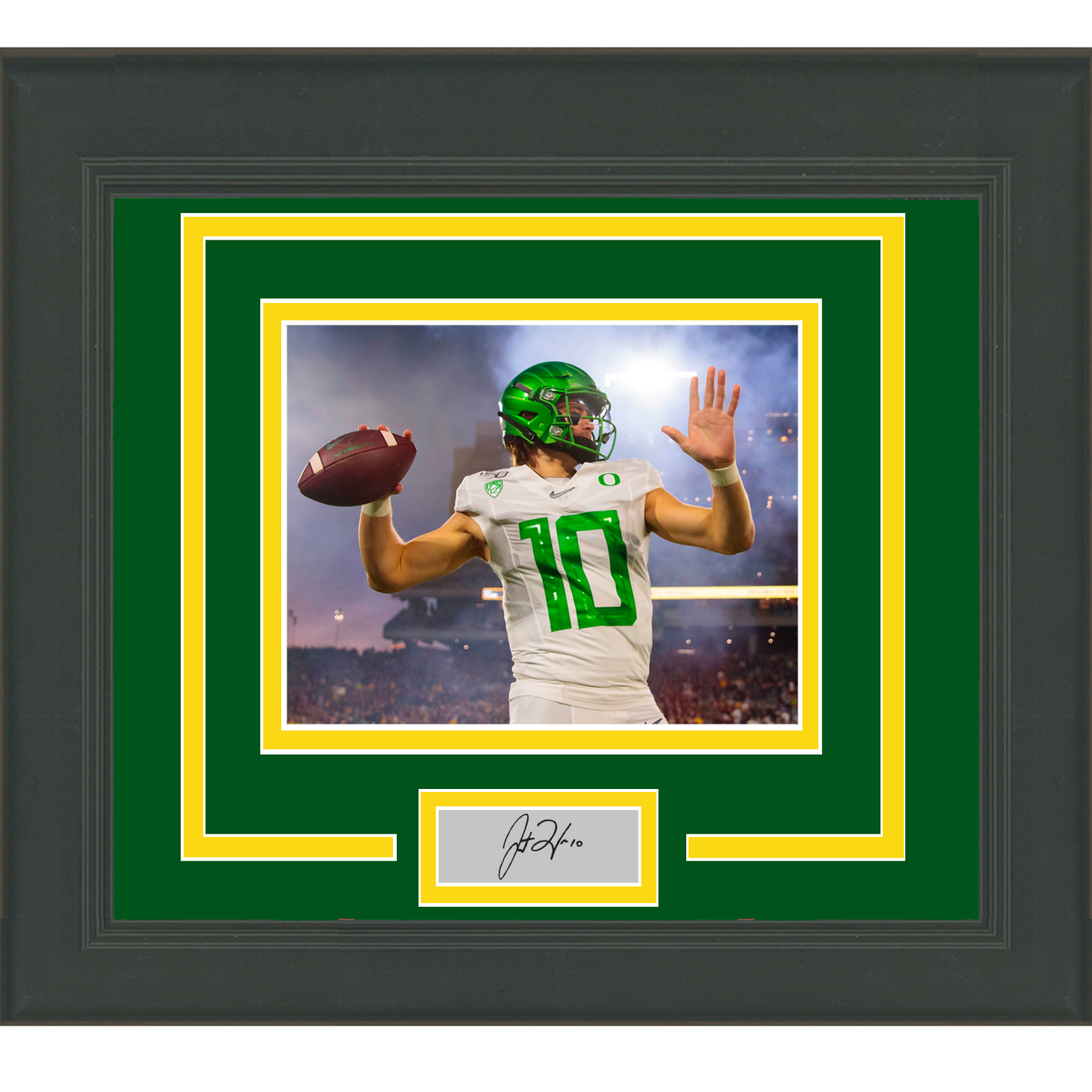 Framed Justin Herbert Facsimile Laser Engraved Signature Auto Oregon Ducks 11x14 College Football Photo