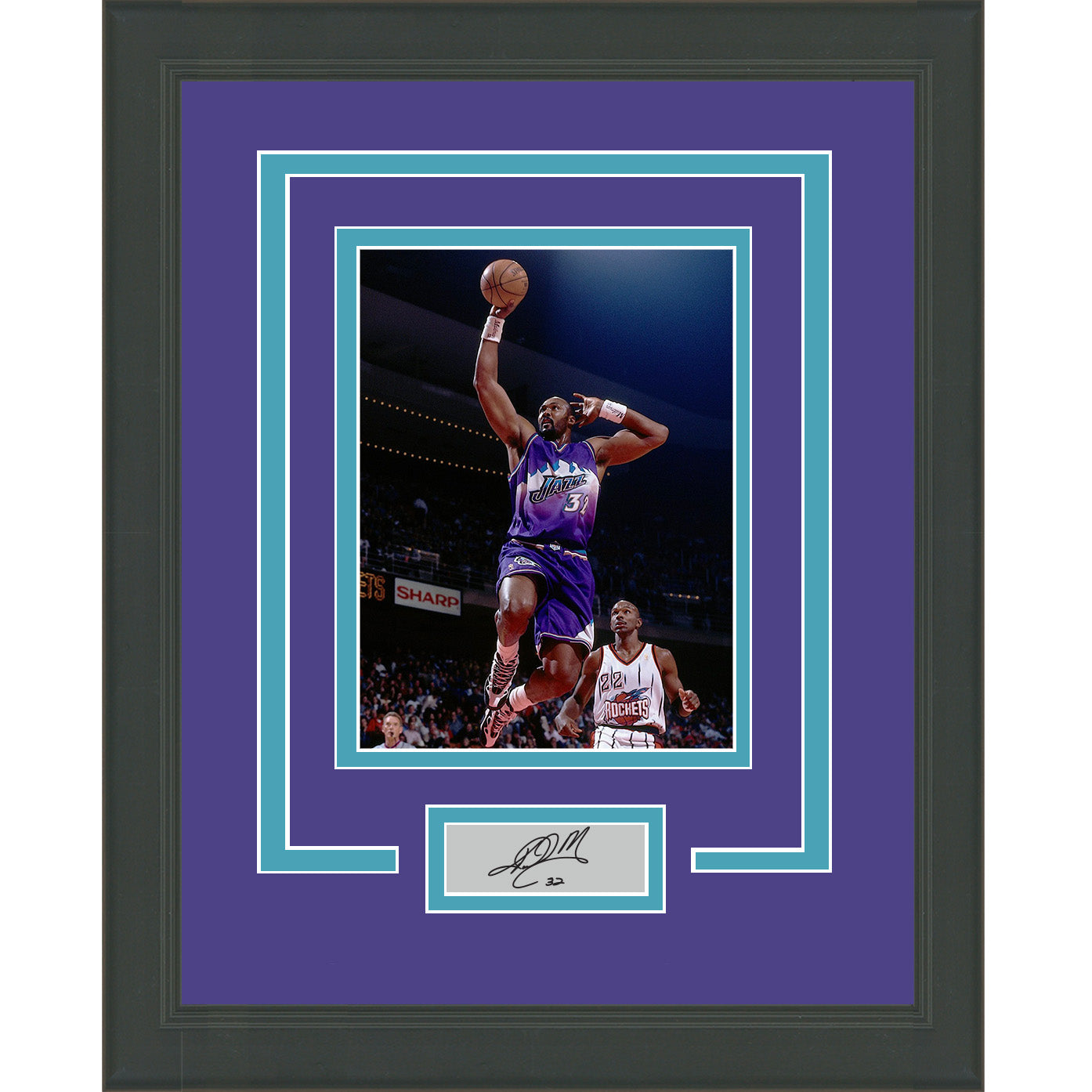 Framed Karl Malone Facsimile Laser Engraved Signature Auto Utah Jazz 11x14 Basketball Photo