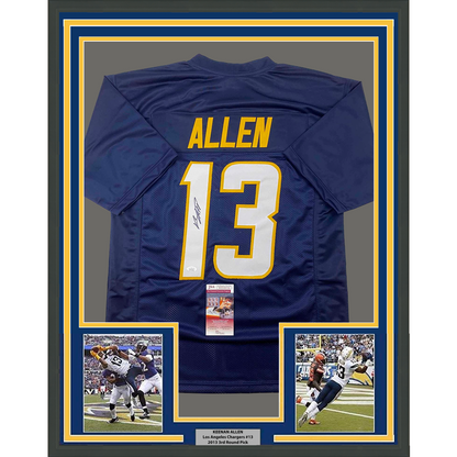 Framed Autographed/Signed Keenan Allen 35x39 Los Angeles LA Navy Blue Football Jersey JSA COA