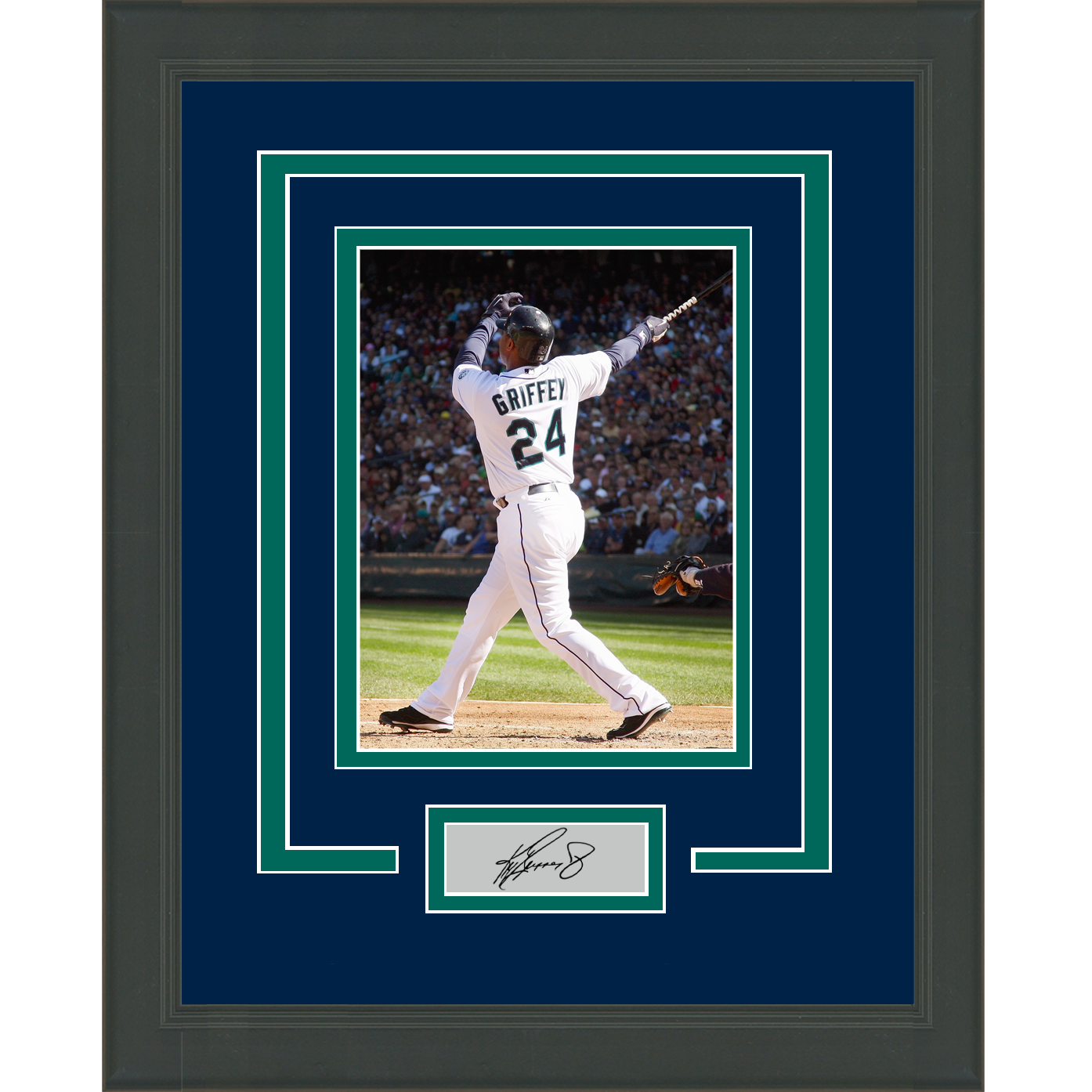 Framed Ken Griffey Jr Facsimile Laser Engraved Signature Auto Seattle Mariners 11x14 Baseball Photo