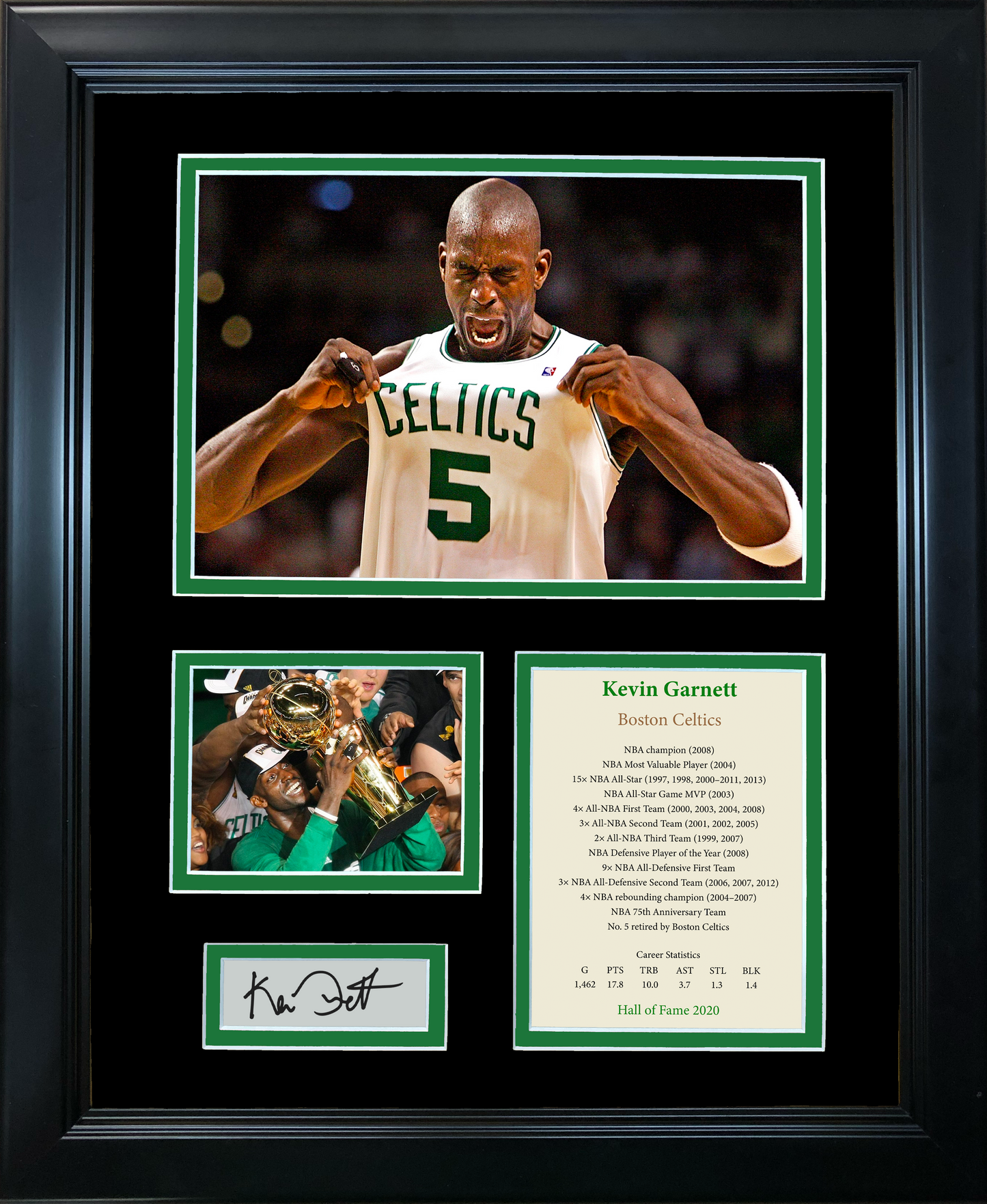 Framed Kevin Garnett Hall of Fame Facsimile Laser Engraved Signature Auto Boston Celtics Basketball 11"x14" Photo Sig Collage