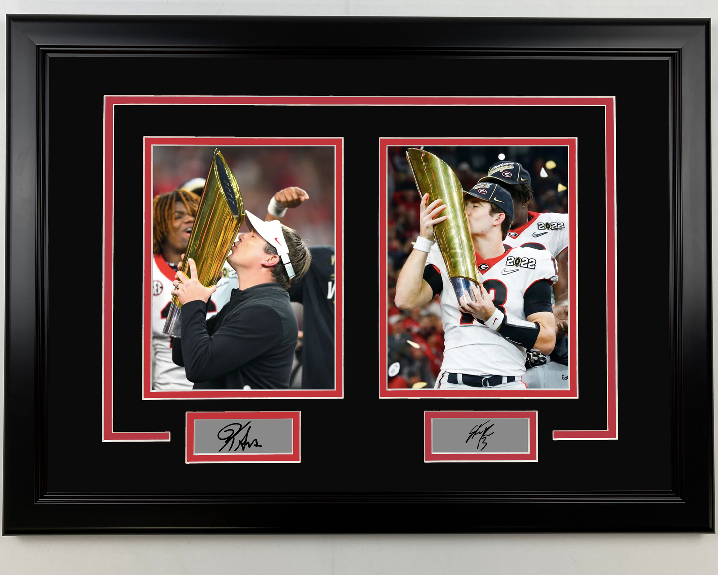 Framed Kirby Smart and Stetson Bennett Facsimile Laser Engraved Signatures Georgia Bulldogs 17x23 Dual College Football Photo
