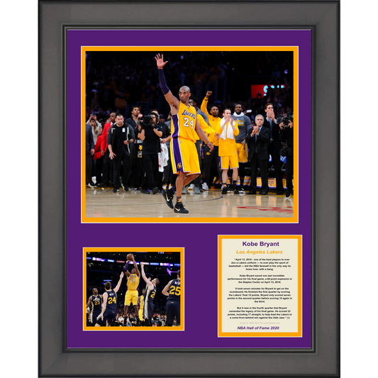 Framed Kobe Bryant 60 Point Final Game Los Angeles Lakers Basketball 11"x14" Three Photo Collage