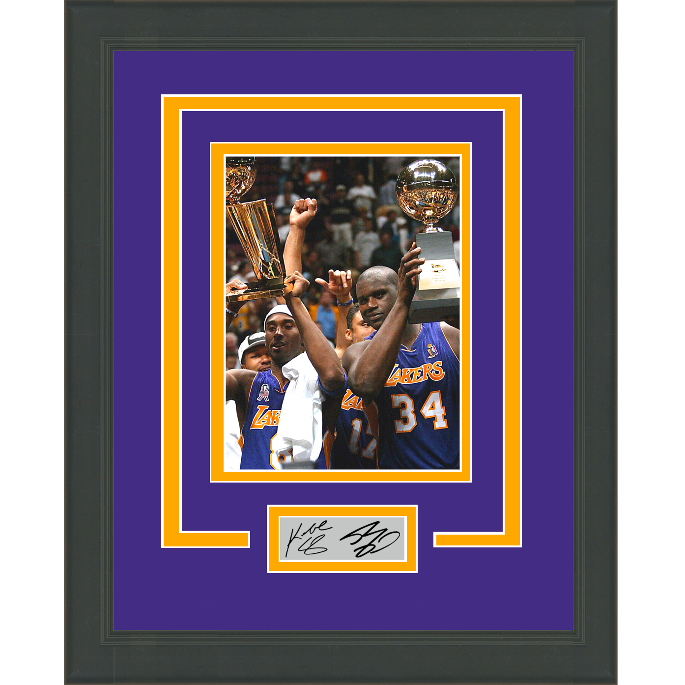 Framed Kobe Bryant Shaquille O'Neal Dual Facsimile Laser Engraved Signature Auto Los Angeles Lakers 11x14 Basketball Photo