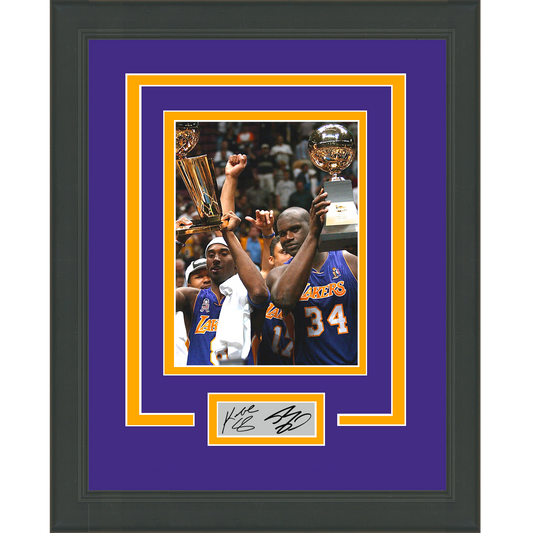 Framed Kobe Bryant Shaquille O'Neal Dual Facsimile Laser Engraved Signature Auto Los Angeles Lakers 11x14 Basketball Photo