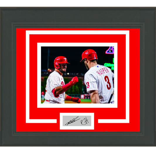 Framed Bryce Harper Kyle Schwarber Dual Facsimile Laser Engraved Signature Auto Philadelphia Phillies 11x14 Baseball Photo #2
