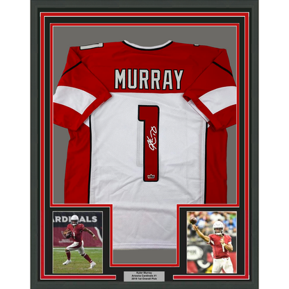 Framed Facsimile Autographed Kyler Murray 35x39 Arizona White Reprint Laser Auto Football Jersey
